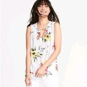 Old Navy Relaxed Sleeveless Shirt Womens Large BOHO Cottagecore Tropical Top‎
